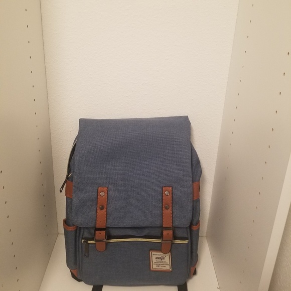 Canvas Blue leather backpack - Picture 2 of 2